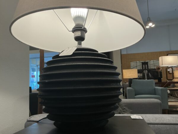 black round ribbed table lamp