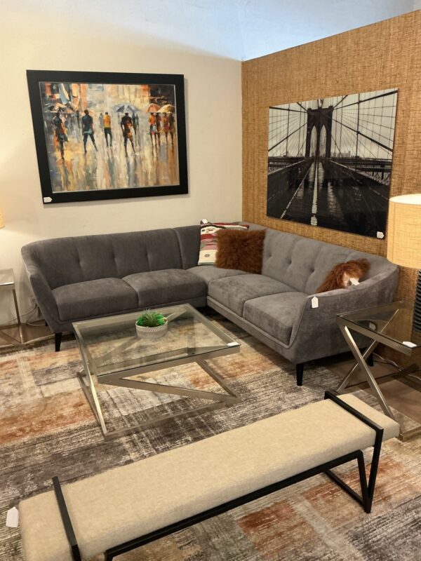 soft grey curved sectional