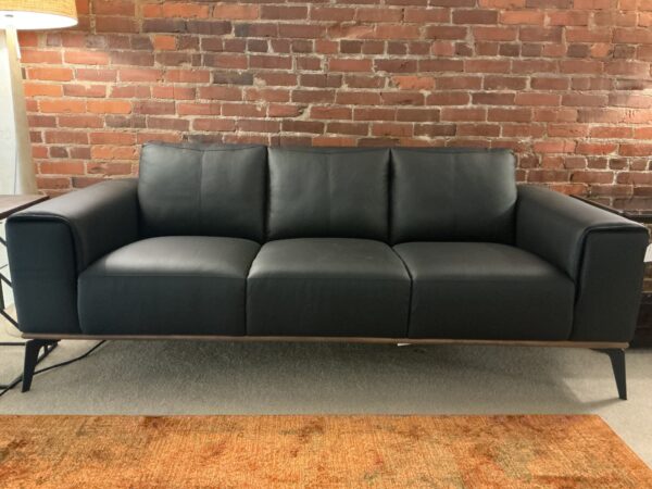 top grain black metal leg sofa