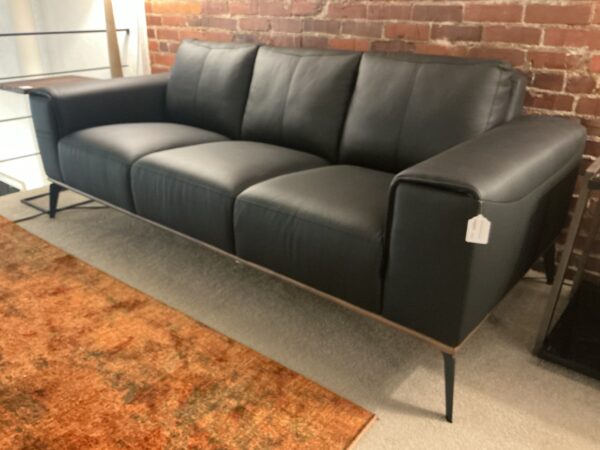 top grain black metal leg sofa