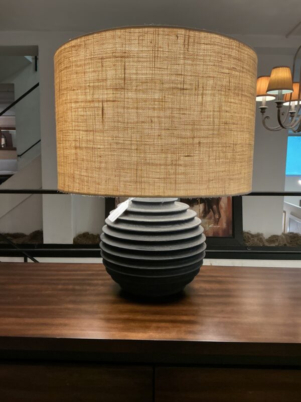black round ribbed table lamp