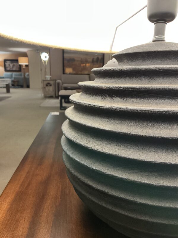 black round ribbed table lamp