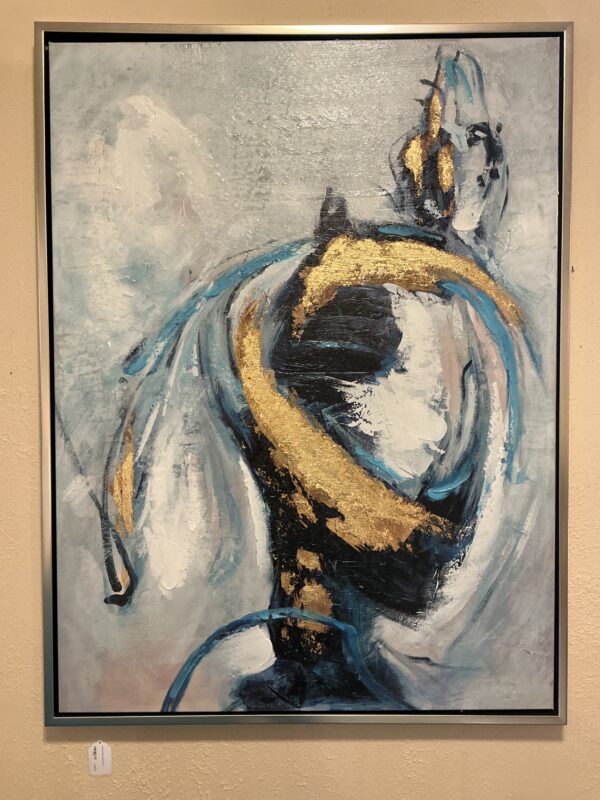 abstract blue gold wall art