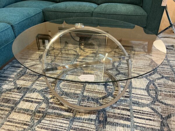 glass round chrome coffee table
