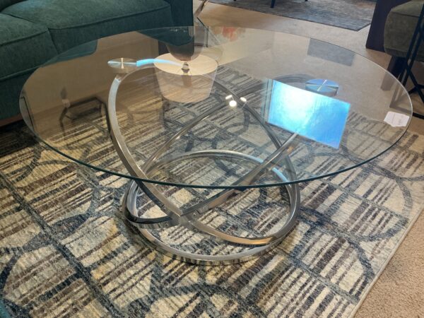 glass round chrome coffee table