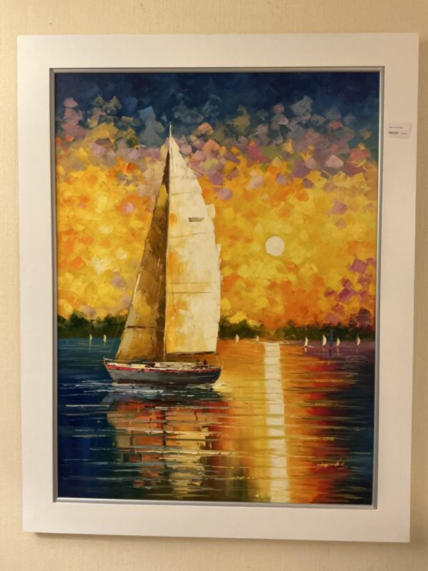 sailboat at sunset painting