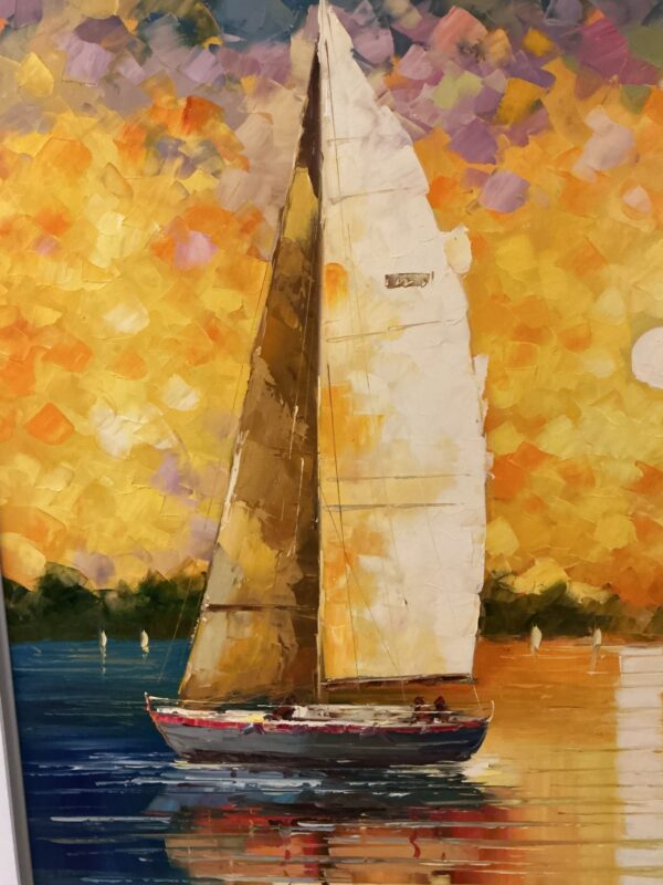 sailboat at sunset painting