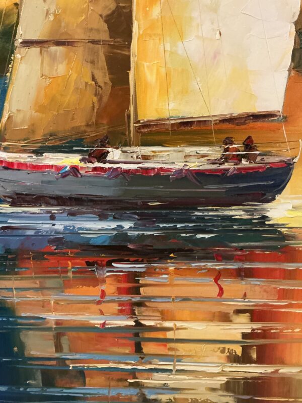 sailboat at sunset painting