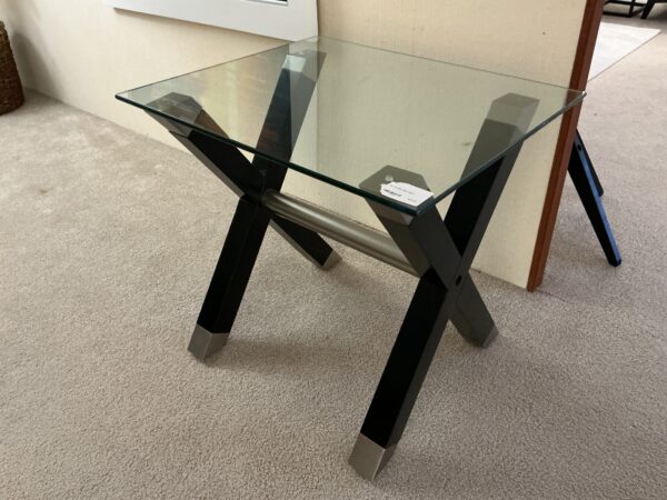 blk glass side table