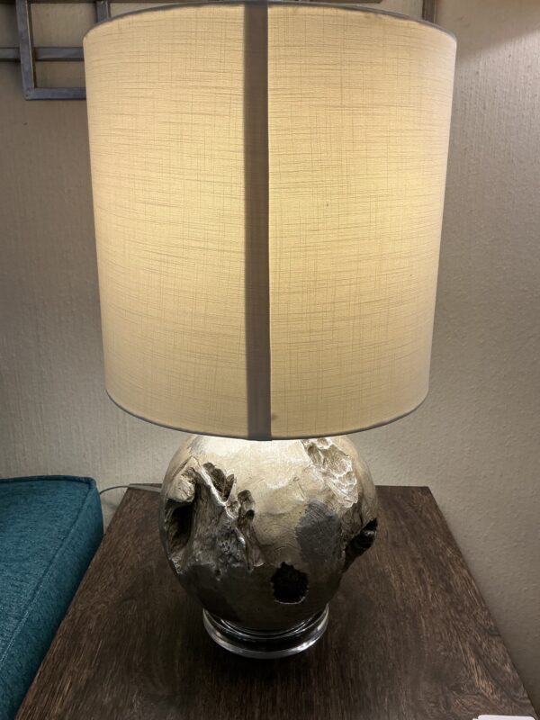 silver round table lamp
