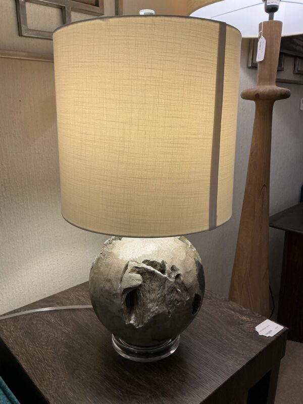 silver round table lamp