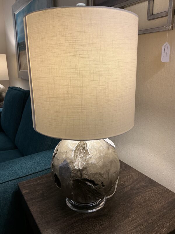 silver round table lamp
