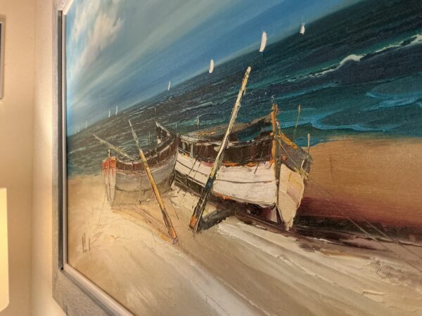 boats on the beach painting