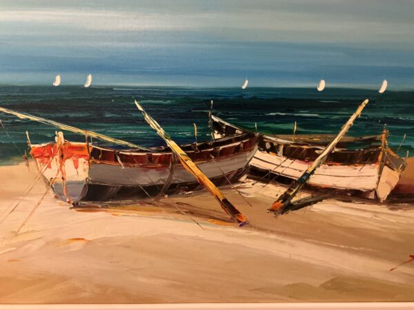 boats on the beach painting