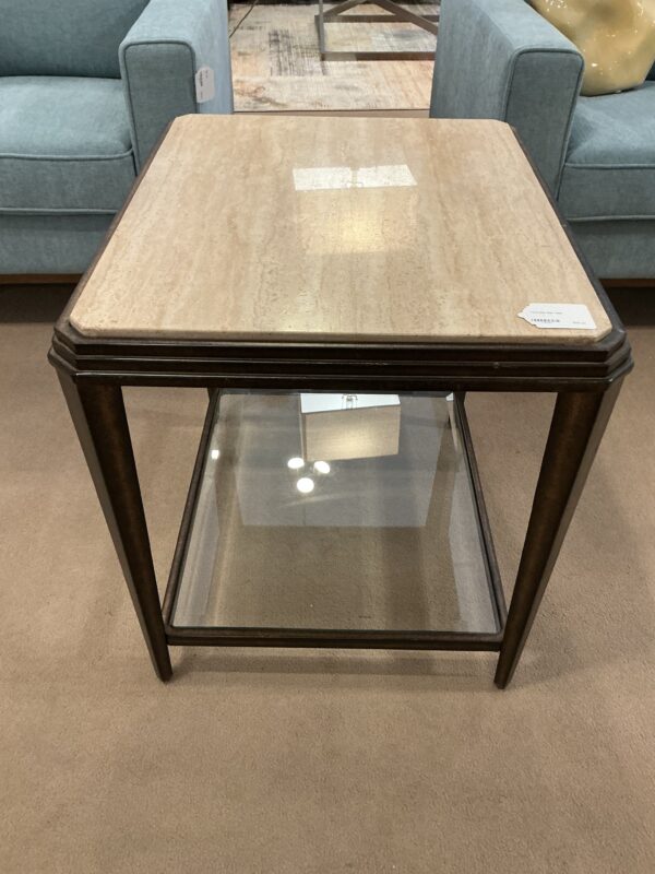 travertine side table