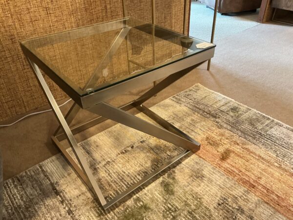steel glass side table