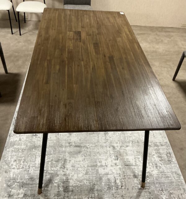 wood and black metal dining table