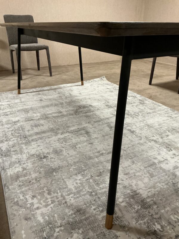 wood and black metal dining table