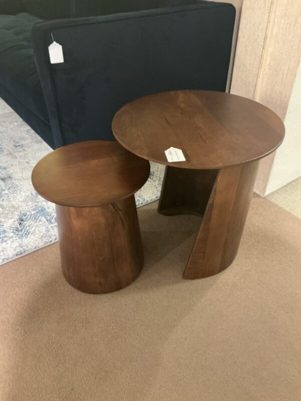 round walnut nesting table set