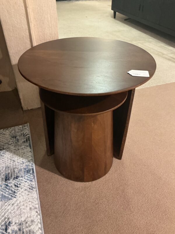 round walnut nesting table set