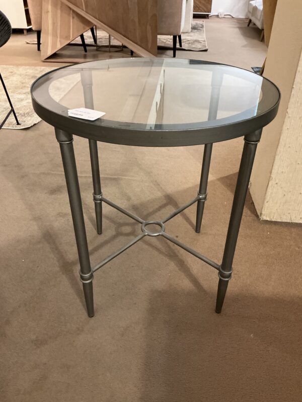 glass round side table