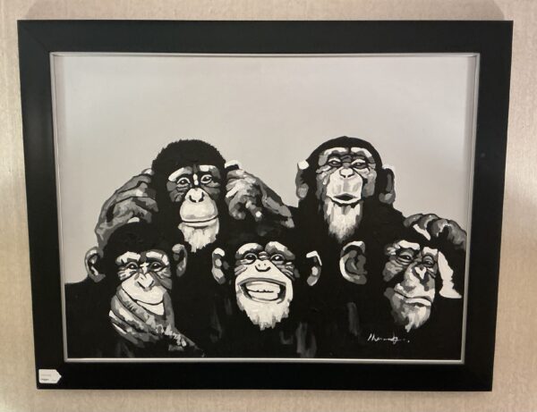 five monkeys painting