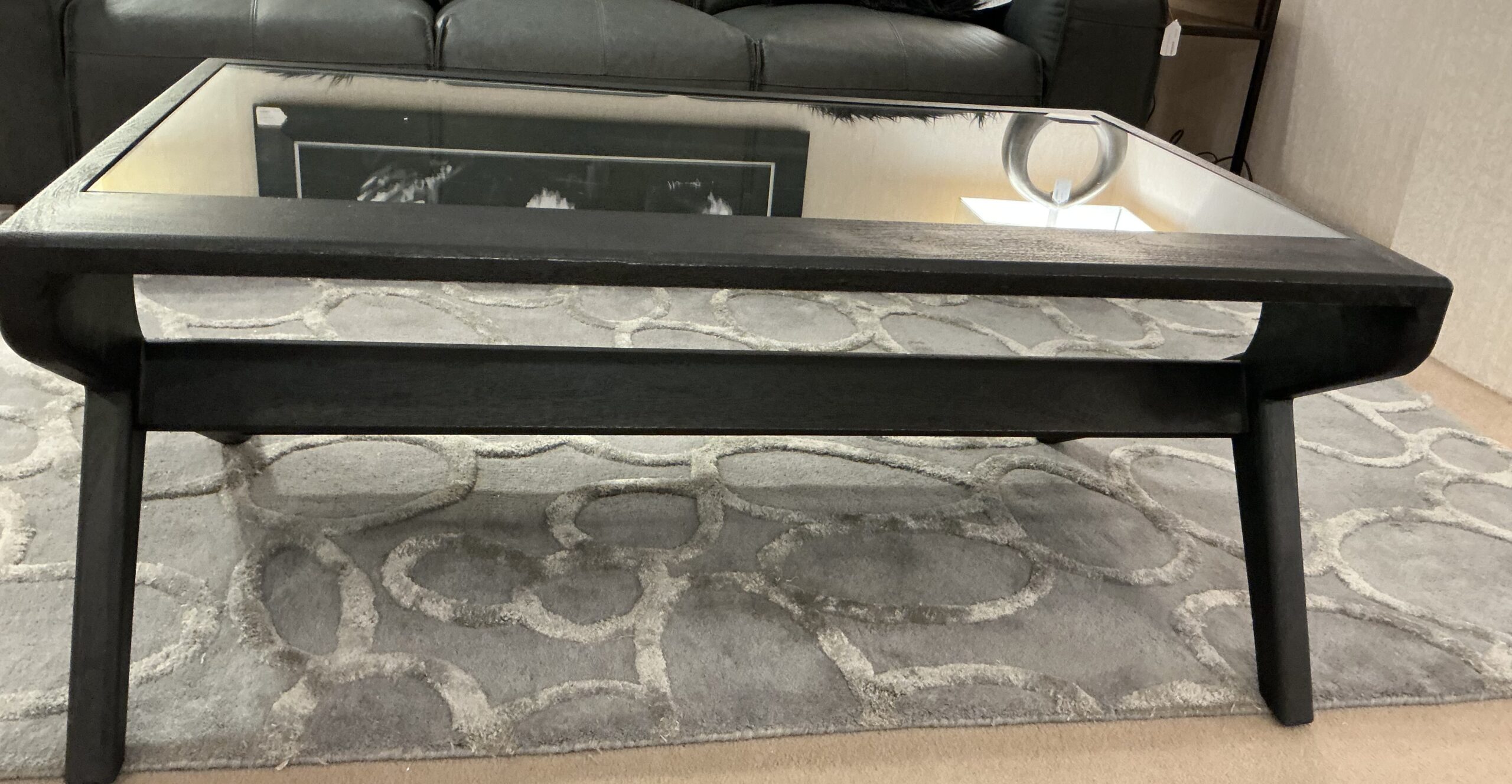 mc style, black and glass coffee table