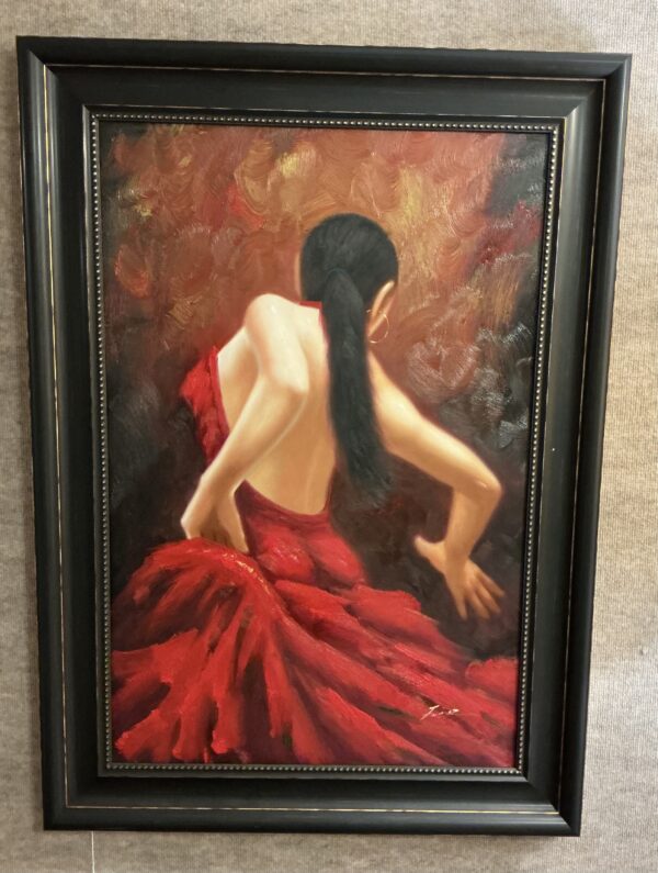 girl in red dress painting