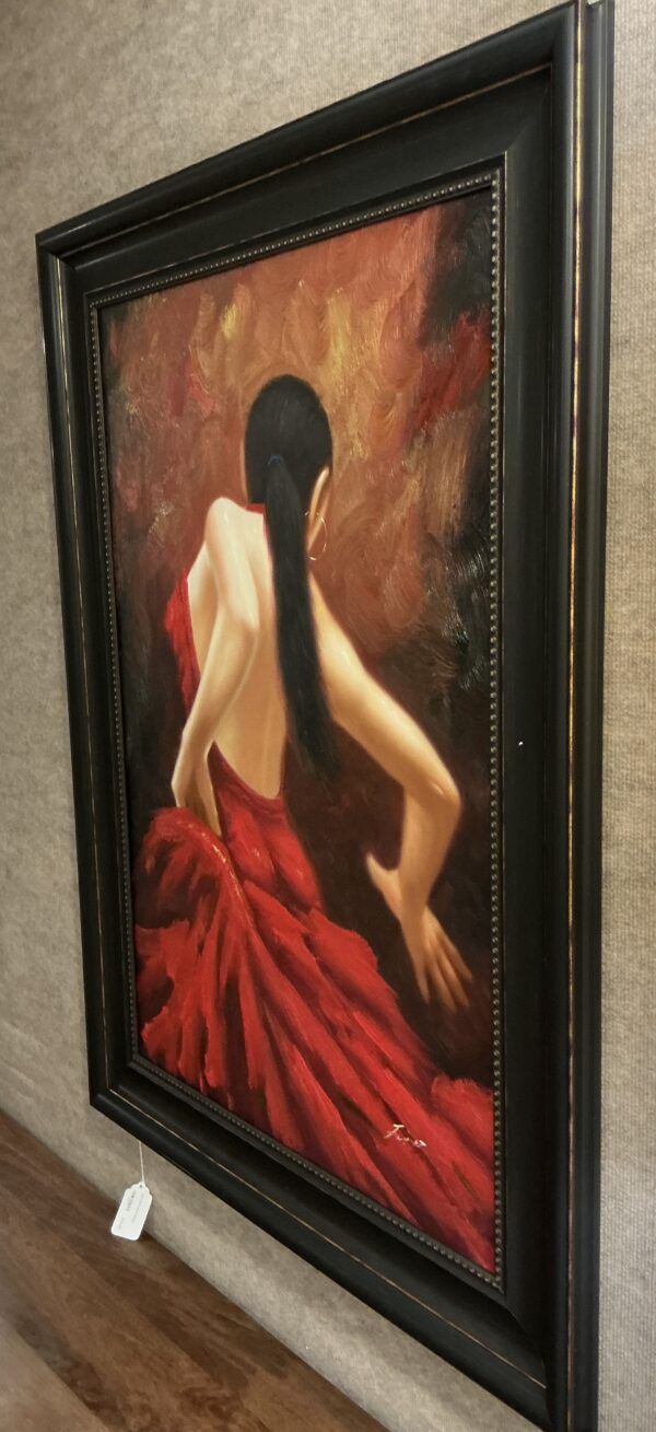 girl in red dress painting
