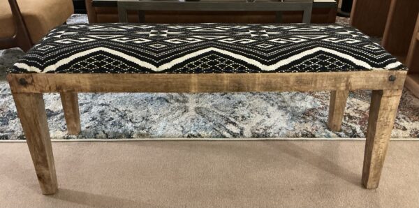 black and white pattern bench