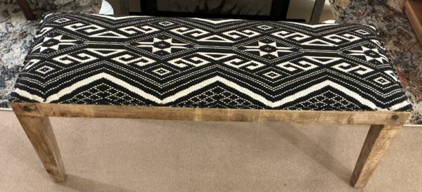 black and white pattern bench