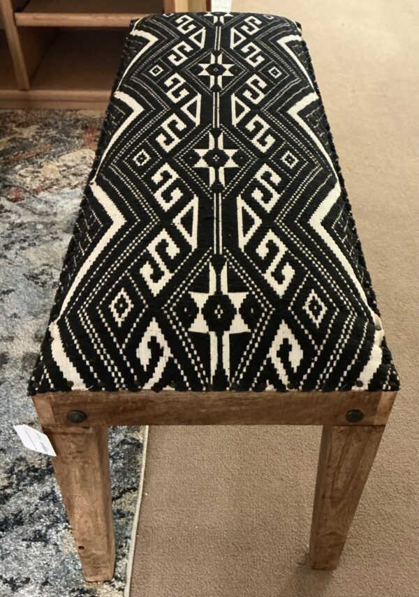 black and white pattern bench
