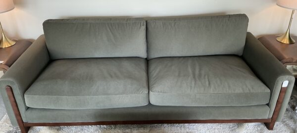 wood trim forest sofa