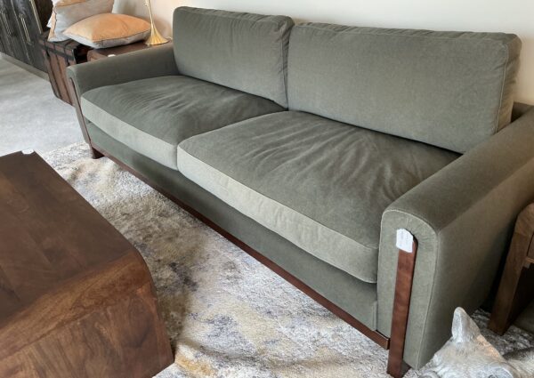 wood trim forest sofa