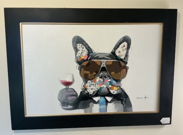 dog with wine painting