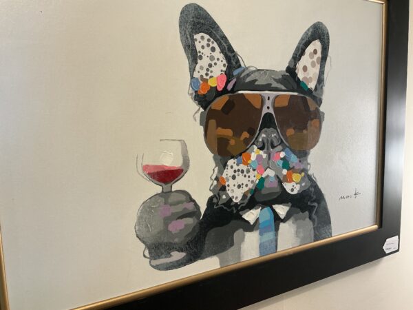 dog with wine painting