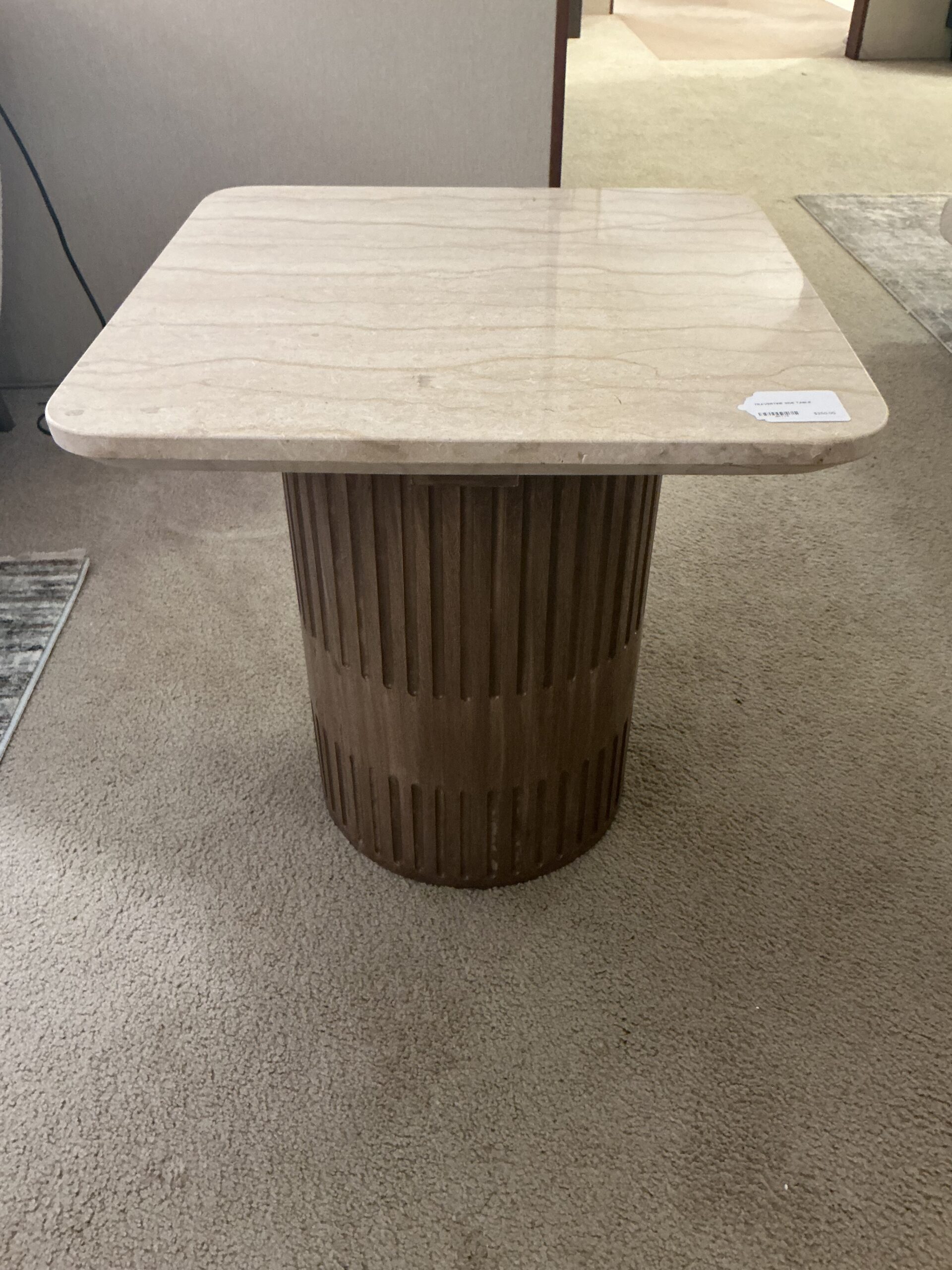 travertine side table