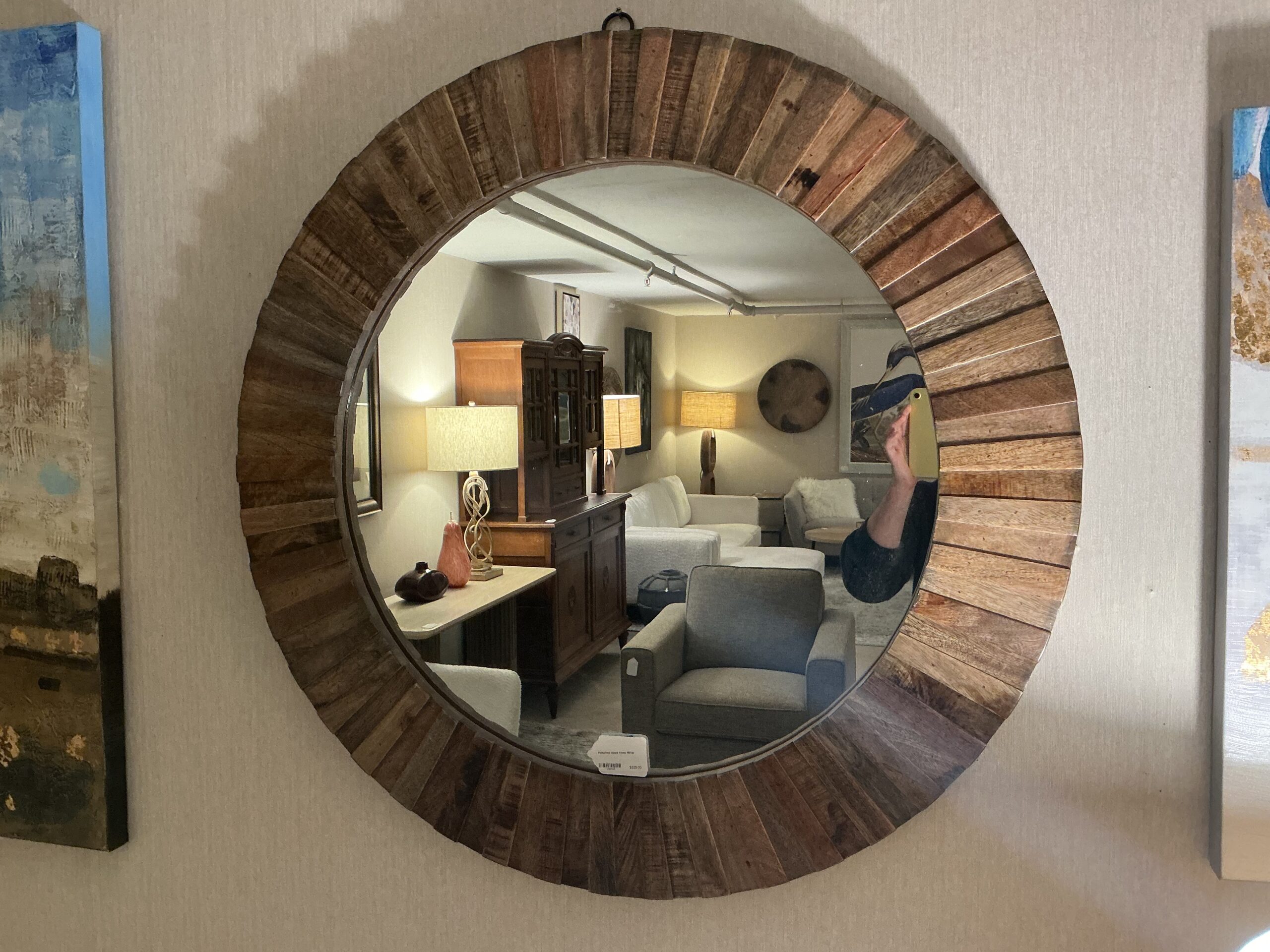 patterned wood fram mirro