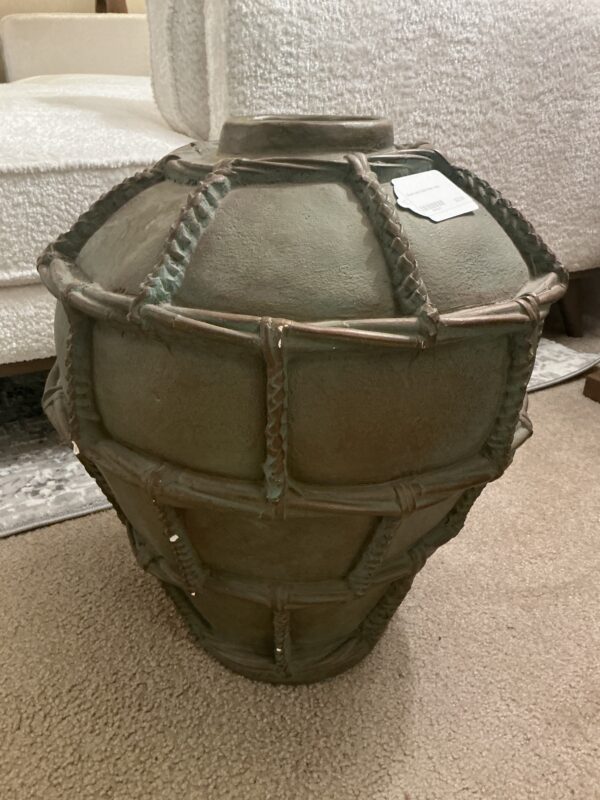 green and gold floor vase