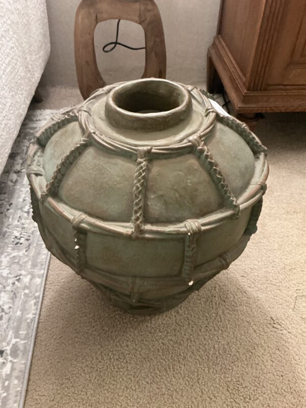 green and gold floor vase