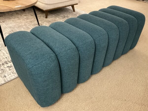 ribbed mod peacock blue bench