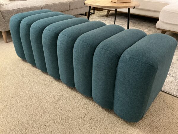 ribbed mod peacock blue bench