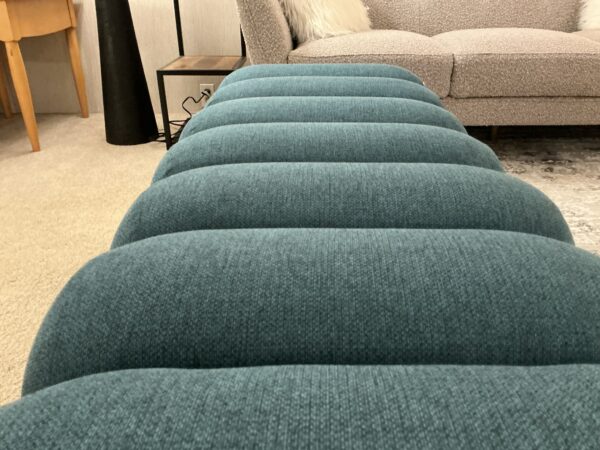 ribbed mod peacock blue bench