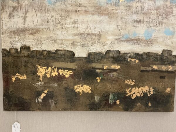 blue white and brown wall painting