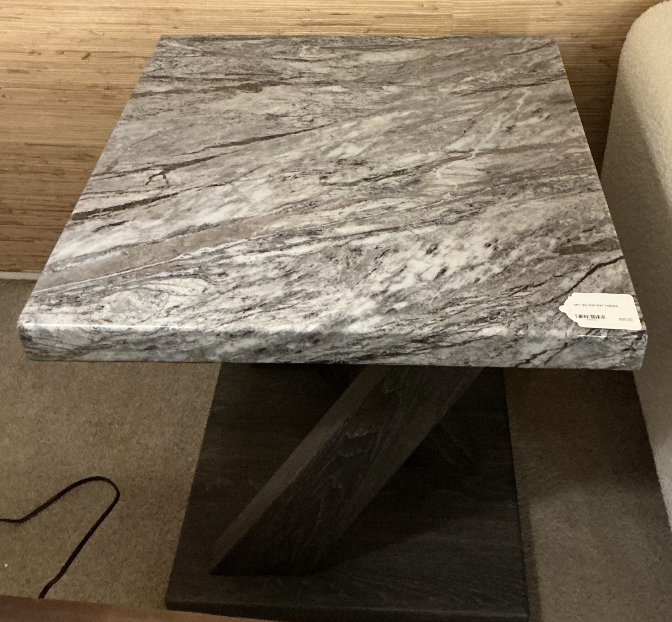 gray square top end table