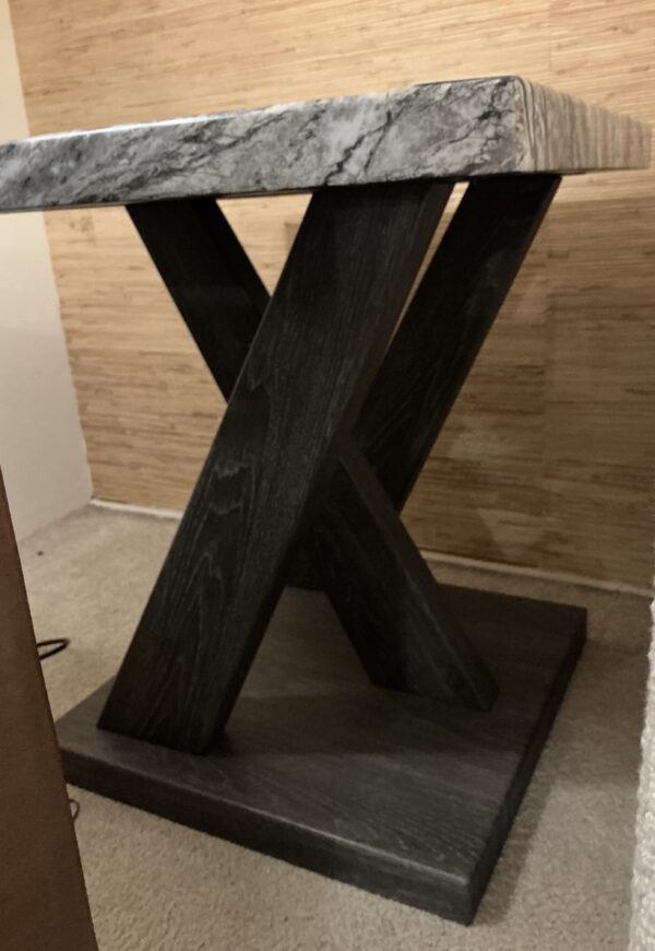 gray square top end table