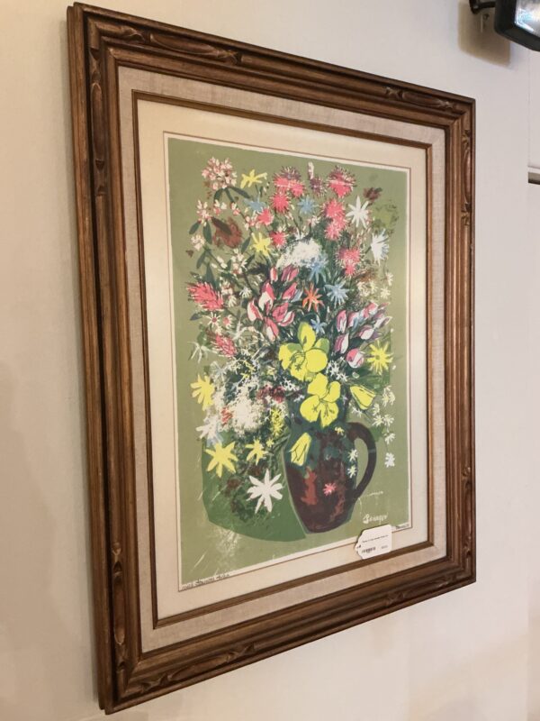 flower in vase wooden frame art