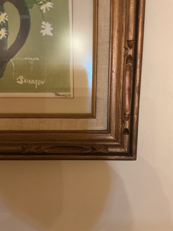 flower in vase wooden frame art