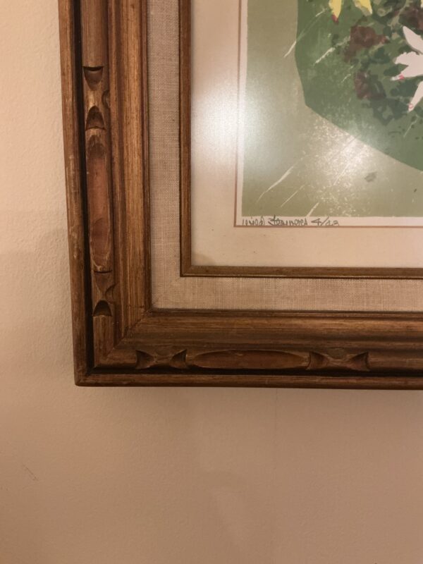 flower in vase wooden frame art