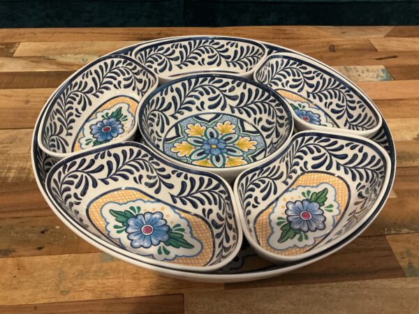 colorful round sev bowl
